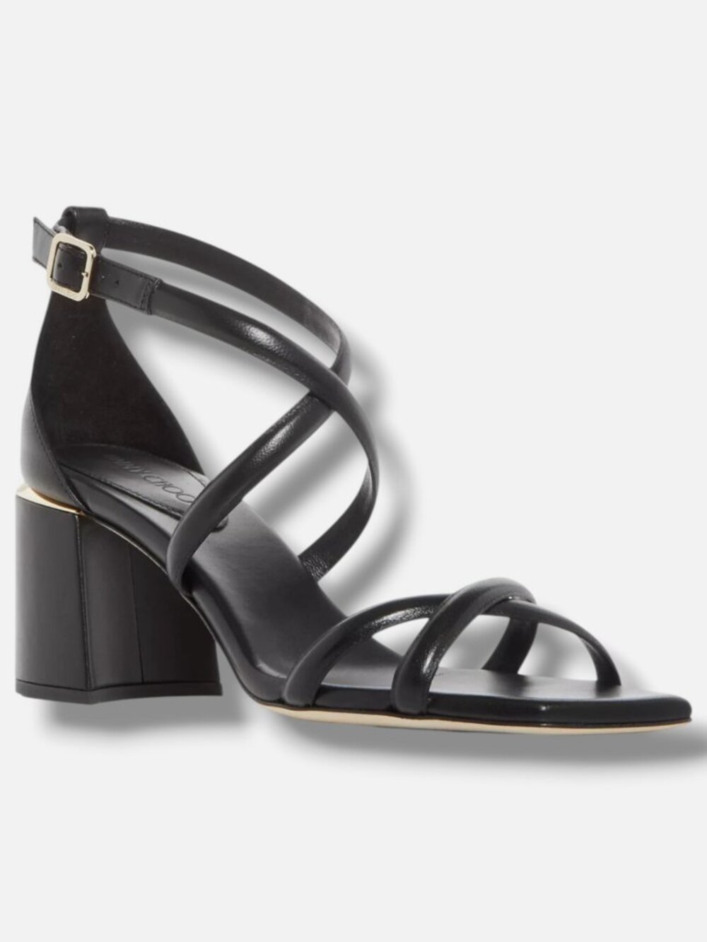 Jimmy Choo Women's Black Rheea 65 Block Heel Sandals Size 37.5